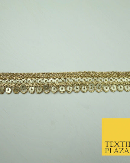Gold Fancy 2 Row Matt Sequin Swag Trim Border Indian Ethnic (X424)