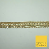 Gold Fancy 2 Row Matt Sequin Swag Trim Border Indian Ethnic (X424)