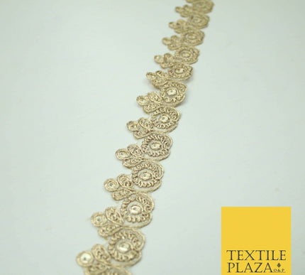 Gold Fancy Matt Sequin Flower Swag Cutwork Trim Border Indian Ethnic (X422)