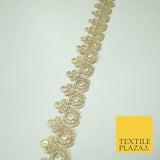 Gold Fancy Matt Sequin Flower Swag Cutwork Trim Border Indian Ethnic (X422)