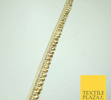 Luxury Antique Gold Fancy Teardrop Stone Ribbon Trimming Border Indian Lace X426