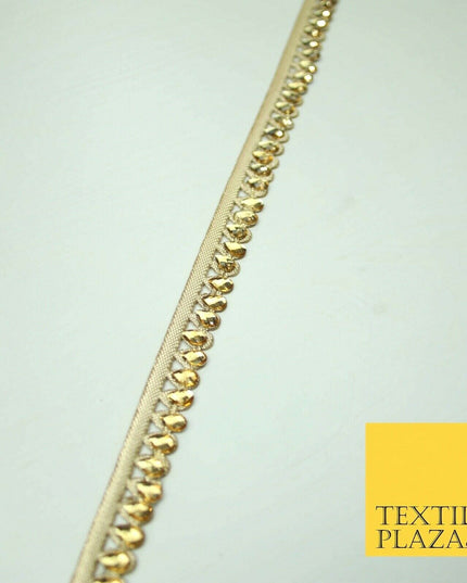 Luxury Antique Gold Fancy Teardrop Stone Ribbon Trimming Border Indian Lace X426