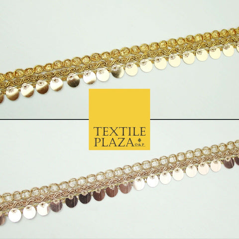 Gold / Rose Gold Fancy Large Sequin Shiny Hanging Trim Border Indian Ethnic