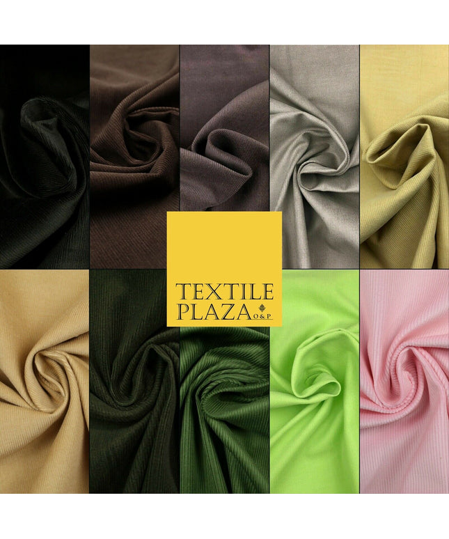 10 COLOURS -  Premium Plain Needlecord Fabric Babycord Corduroy Dress Craft 44"