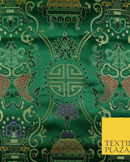 Traditional Oriental Shou Ornate Silky Satin Chinese Brocade Dress Fabric 36"