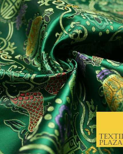 Traditional Oriental Shou Ornate Silky Satin Chinese Brocade Dress Fabric 36"