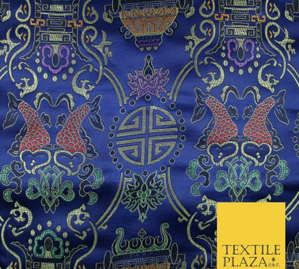 Traditional Oriental Shou Ornate Silky Satin Chinese Brocade Dress Fabric 36"