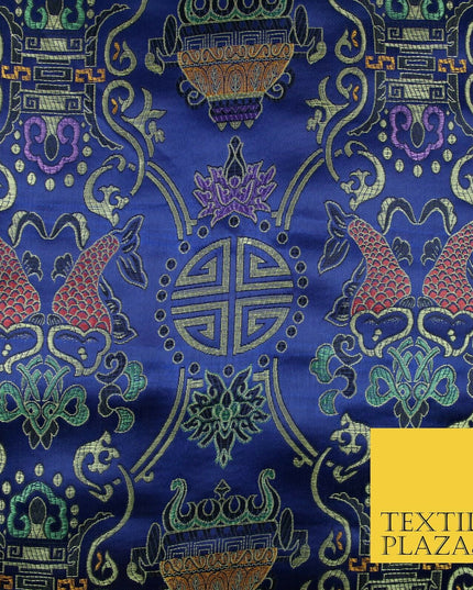 Traditional Oriental Shou Ornate Silky Satin Chinese Brocade Dress Fabric 36"