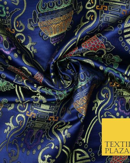 Traditional Oriental Shou Ornate Silky Satin Chinese Brocade Dress Fabric 36"