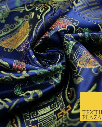 Traditional Oriental Shou Ornate Silky Satin Chinese Brocade Dress Fabric 36"