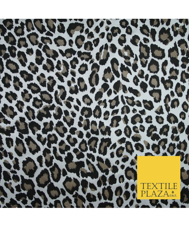 Cheetah Leopard Animal Printed Satin Dress Fabric Silky Trendy Craft 58" 6111