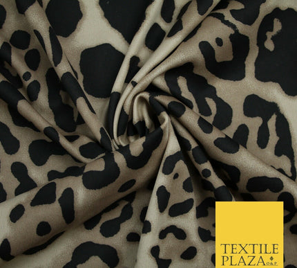 Black Cheetah Animal Leopard Soft Printed Stretch Elastane Jersey Fabric 6110
