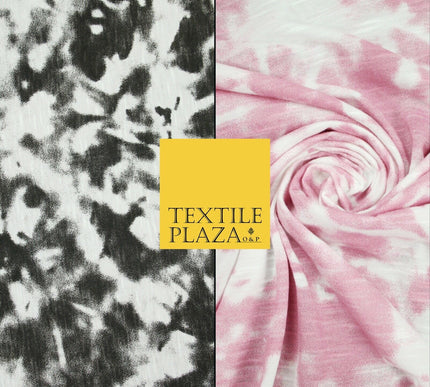 Mono Pink Psychedelic Wacky Tie Dye Abstract Soft Printed Stretch Jersey Fabric