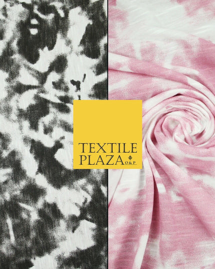 Mono Pink Psychedelic Wacky Tie Dye Abstract Soft Printed Stretch Jersey Fabric