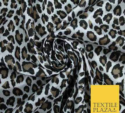 Cheetah Leopard Animal Printed Satin Dress Fabric Silky Trendy Craft 58" 6111