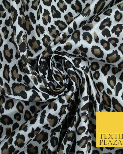 Cheetah Leopard Animal Printed Satin Dress Fabric Silky Trendy Craft 58" 6111