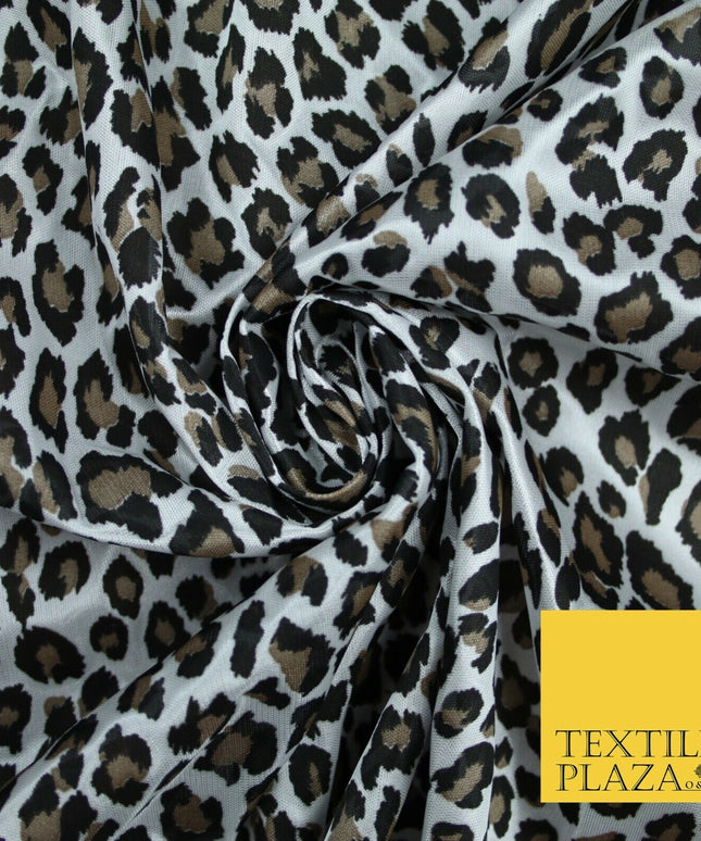 Cheetah Leopard Animal Printed Satin Dress Fabric Silky Trendy Craft 58" 6111