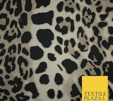 Black Cheetah Animal Leopard Soft Printed Stretch Elastane Jersey Fabric 6110