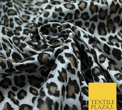 Cheetah Leopard Animal Printed Satin Dress Fabric Silky Trendy Craft 58" 6111