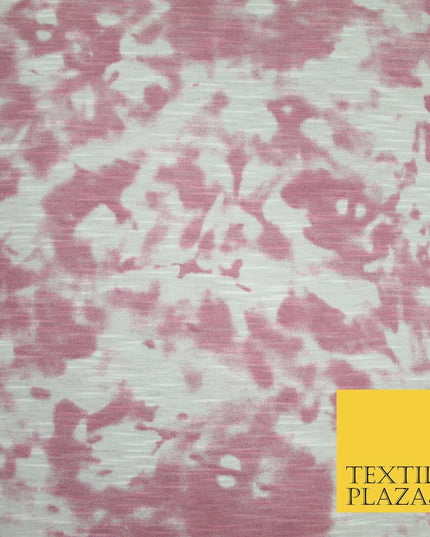 Mono Pink Psychedelic Wacky Tie Dye Abstract Soft Printed Stretch Jersey Fabric