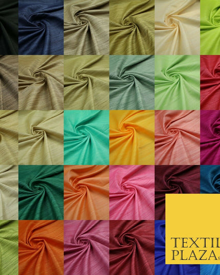 30 COLOURS Plain Dyed Slubbed Textured Faux Dupion Raw Silk 100%Polyester Fabric