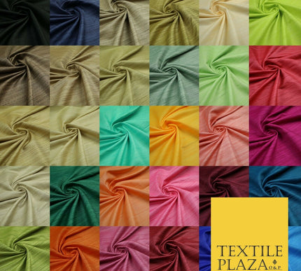 30 COLOURS Plain Dyed Slubbed Textured Faux Dupion Raw Silk 100%Polyester Fabric