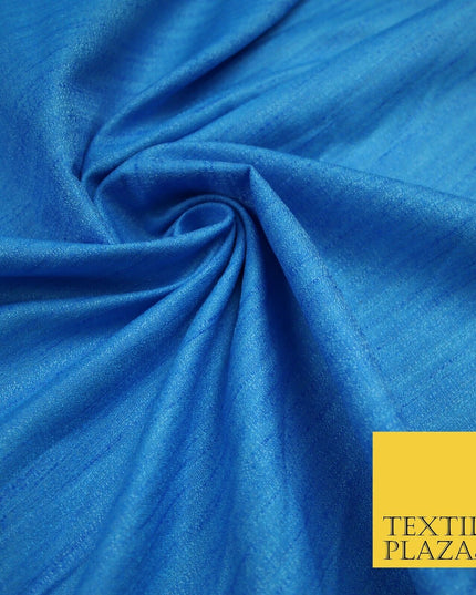 30 COLOURS Plain Dyed Slubbed Textured Faux Dupion Raw Silk 100%Polyester Fabric