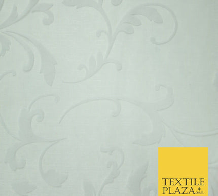 White / Silver Ornate Swirl Organdi Organza Fabric - 100% Nylon - 60" - 6354