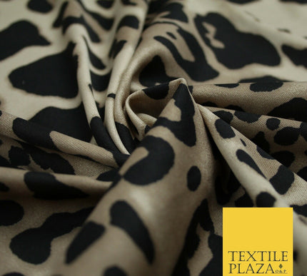 Beige / Black Animal Leopard Cheetah Stretch Jersey Fabric Dress 58" Wide 6362