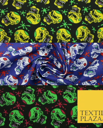 Laughing Funny Dead Scary Skulls HALLOWEEN Printed Polycotton Fabric 45" Wide