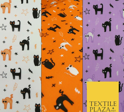 Scary Cats Stars Lightning HALLOWEEN Printed Polycotton Fabric 45" Wide