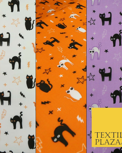 Scary Cats Stars Lightning HALLOWEEN Printed Polycotton Fabric 45" Wide
