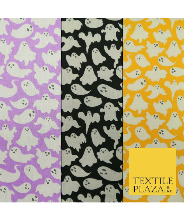 Spooky Scary Flying Ghosts Ghouls HALLOWEEN Printed Polycotton Fabric 45" Wide
