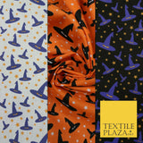 Magical Witch Wizard Hat Stars HALLOWEEN Printed Polycotton Fabric 45" Wide