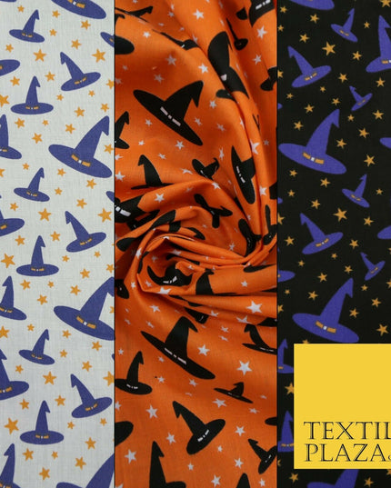 Magical Witch Wizard Hat Stars HALLOWEEN Printed Polycotton Fabric 45" Wide