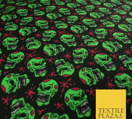 Laughing Funny Dead Scary Skulls HALLOWEEN Printed Polycotton Fabric 45" Wide