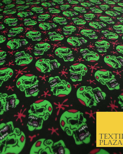 Laughing Funny Dead Scary Skulls HALLOWEEN Printed Polycotton Fabric 45" Wide