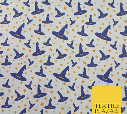 Magical Witch Wizard Hat Stars HALLOWEEN Printed Polycotton Fabric 45" Wide