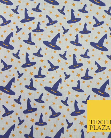 Magical Witch Wizard Hat Stars HALLOWEEN Printed Polycotton Fabric 45" Wide