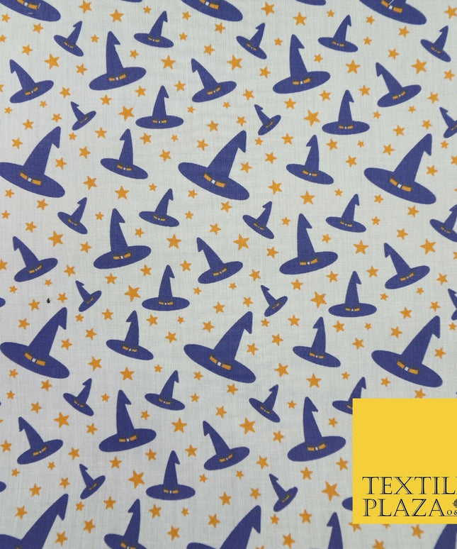 Magical Witch Wizard Hat Stars HALLOWEEN Printed Polycotton Fabric 45" Wide