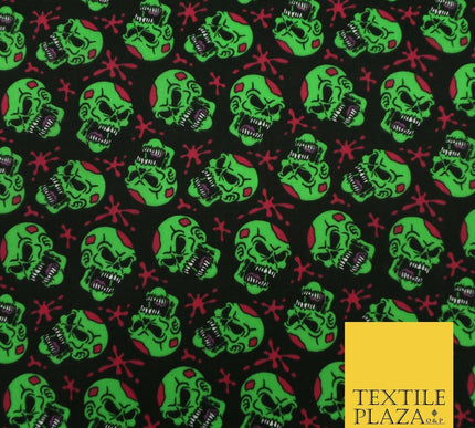 Laughing Funny Dead Scary Skulls HALLOWEEN Printed Polycotton Fabric 45" Wide