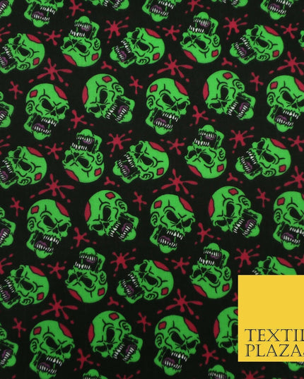 Laughing Funny Dead Scary Skulls HALLOWEEN Printed Polycotton Fabric 45" Wide