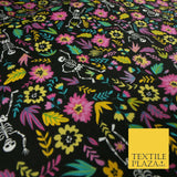 Dancing Skeletons Day of the Dead HALLOWEEN Printed Polycotton Fabric 45" Wide