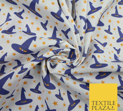 Magical Witch Wizard Hat Stars HALLOWEEN Printed Polycotton Fabric 45" Wide