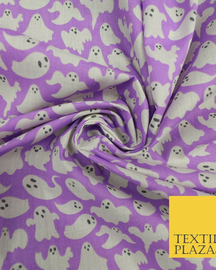 Spooky Scary Flying Ghosts Ghouls HALLOWEEN Printed Polycotton Fabric 45" Wide