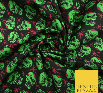 Laughing Funny Dead Scary Skulls HALLOWEEN Printed Polycotton Fabric 45" Wide