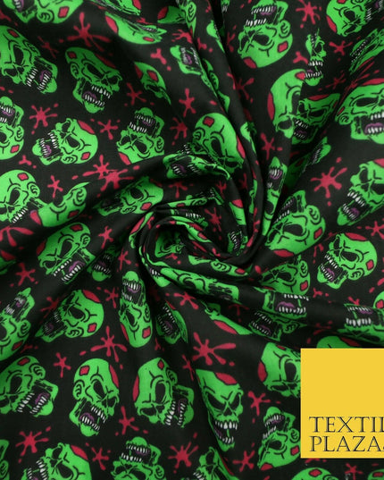 Laughing Funny Dead Scary Skulls HALLOWEEN Printed Polycotton Fabric 45" Wide