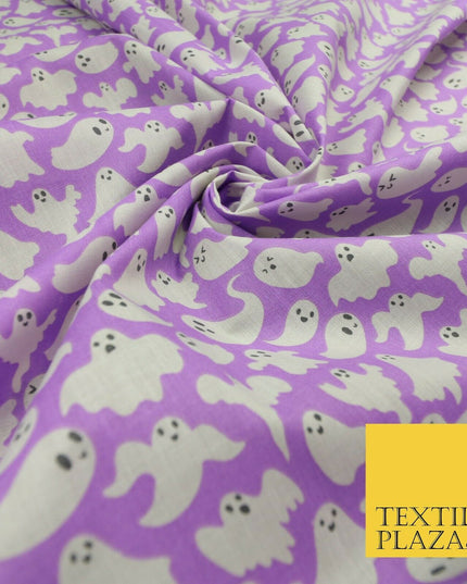 Spooky Scary Flying Ghosts Ghouls HALLOWEEN Printed Polycotton Fabric 45" Wide