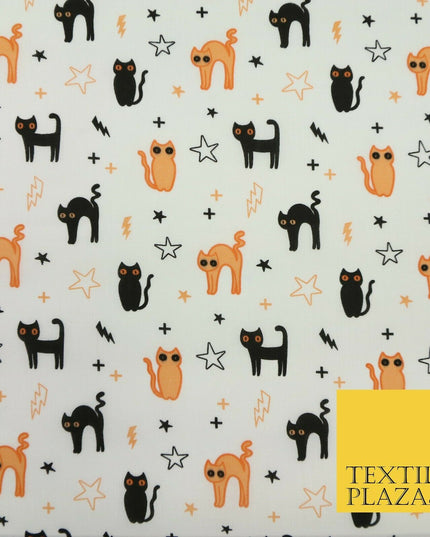 Scary Cats Stars Lightning HALLOWEEN Printed Polycotton Fabric 45" Wide