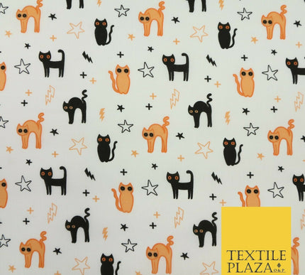 Scary Cats Stars Lightning HALLOWEEN Printed Polycotton Fabric 45" Wide